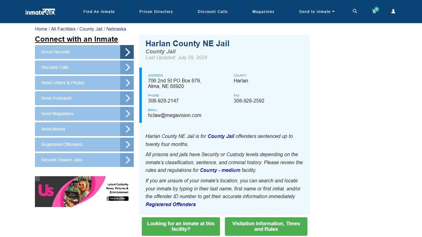 Harlan County NE Jail - Inmate Locator